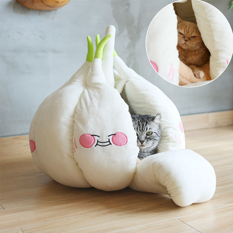 Pet Tent Bed for Small Dogs Cats Winter Warm Cave Puppy Soft Cushion House Sleeper Doggy Nest Bed with Mat 55X55cm - partest.com
