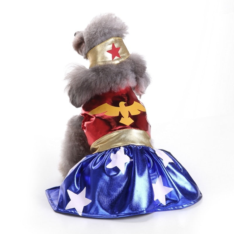 Halloween Pet Clothing Cat Dogs Costumes Dog Clothes for Dog Cosplay Superman Wonder Women Costumes Jacket Cloak Dog Accessories - partest.com