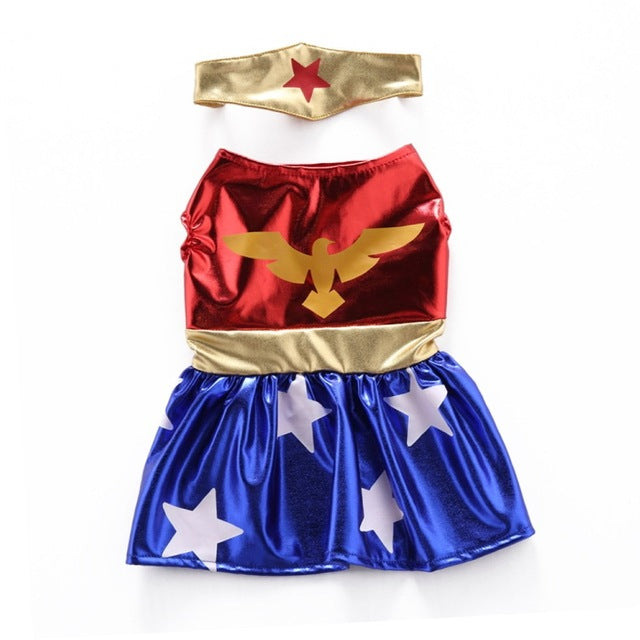 Halloween Pet Clothing Cat Dogs Costumes Dog Clothes for Dog Cosplay Superman Wonder Women Costumes Jacket Cloak Dog Accessories - partest.com