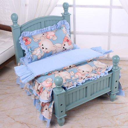 Cotton pet bedding dog bedding four-piece pet pillow multicolor pattern without wooden bed - partest.com