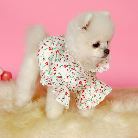 Spirng Summer Dog Clothes Small Floral Pastoral Warm Clothes for Dogs Cat Costumes Coat Jacket Puppy Shirt Dogs Pets Outfits - partest.com