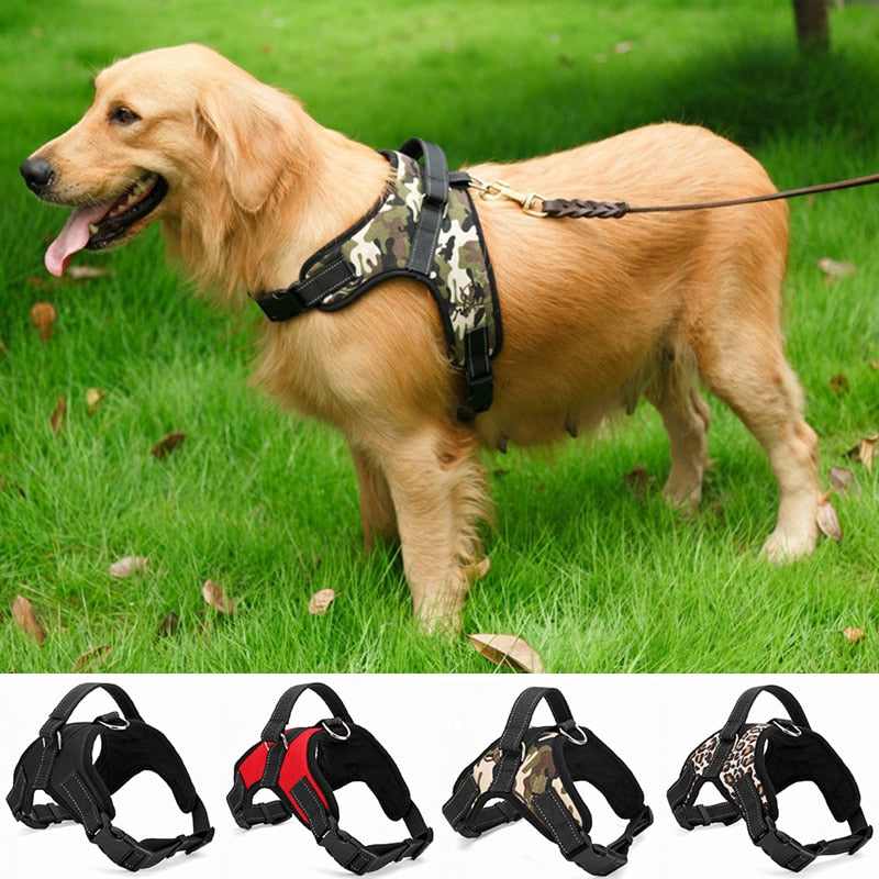 Nylon Heavy Duty Dog Pet Harness Collar Adjustable Padded Extra Big Large Medium Small Dog Harnesses vest Husky Dogs Supplies - partest.com