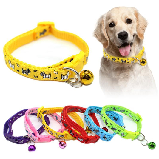 Novo 1 pc pet collar náilon fivela ajustável pet cão gatos gatinho gravata brilho cor com coleiras de sino - partest.com