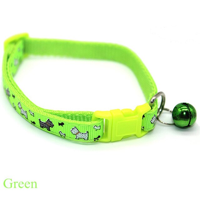 Novo 1 pc pet collar náilon fivela ajustável pet cão gatos gatinho gravata brilho cor com coleiras de sino - partest.com