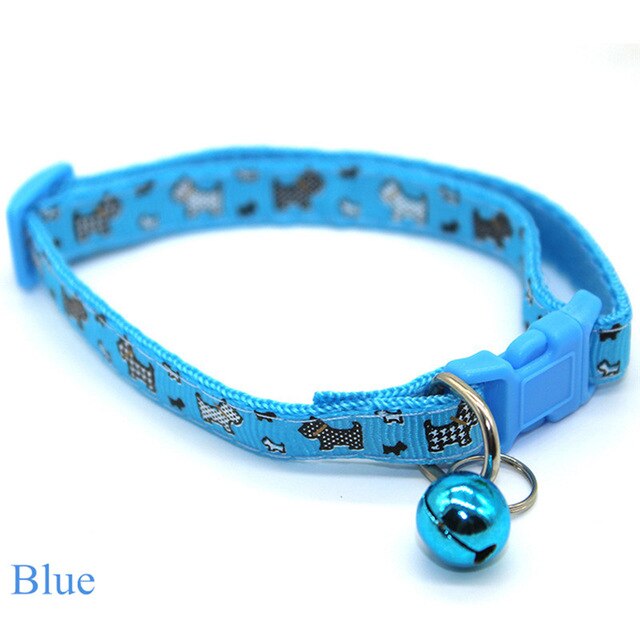 Novo 1 pc pet collar náilon fivela ajustável pet cão gatos gatinho gravata brilho cor com coleiras de sino - partest.com