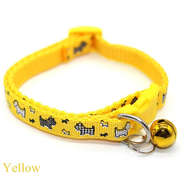 Novo 1 pc pet collar náilon fivela ajustável pet cão gatos gatinho gravata brilho cor com coleiras de sino - partest.com