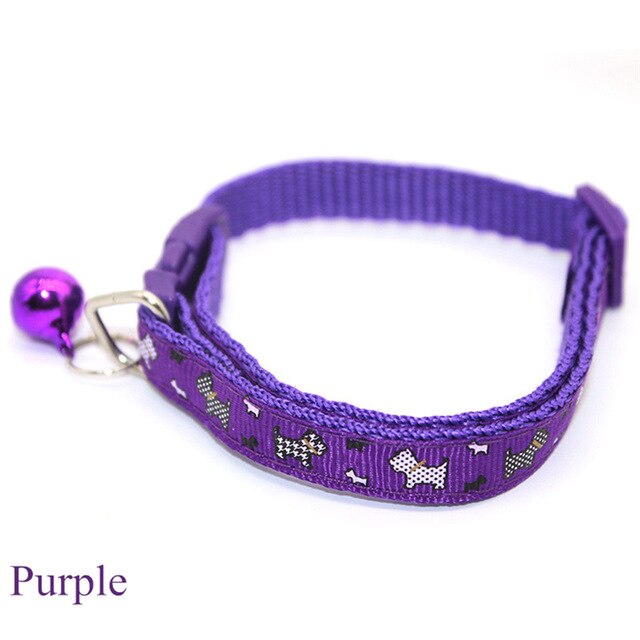 Novo 1 pc pet collar náilon fivela ajustável pet cão gatos gatinho gravata brilho cor com coleiras de sino - partest.com